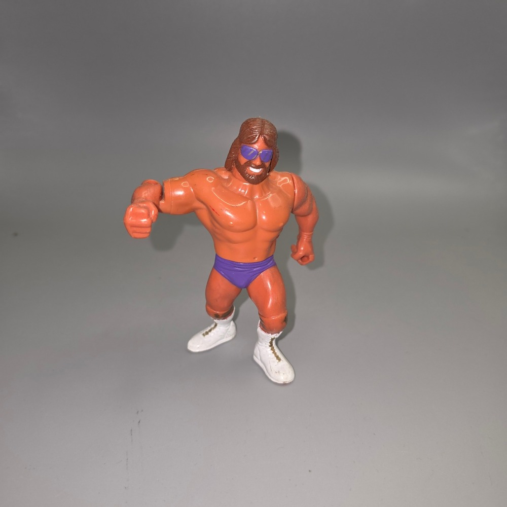 Vintage 1990 Hasbro WWF Macho King Randy Savage Action Figure Purple Trunks